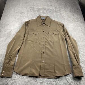 Lavana USA Dress Shirt Snap Buttons Mens Medium Brown Long Sleeve